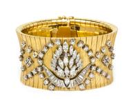 A Yellow Gold, Platinum and Diamond Bracelet, 89.65 dwts.