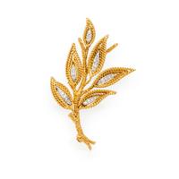 STERLÉ, YELLOW GOLD AND DIAMOND BROOCH