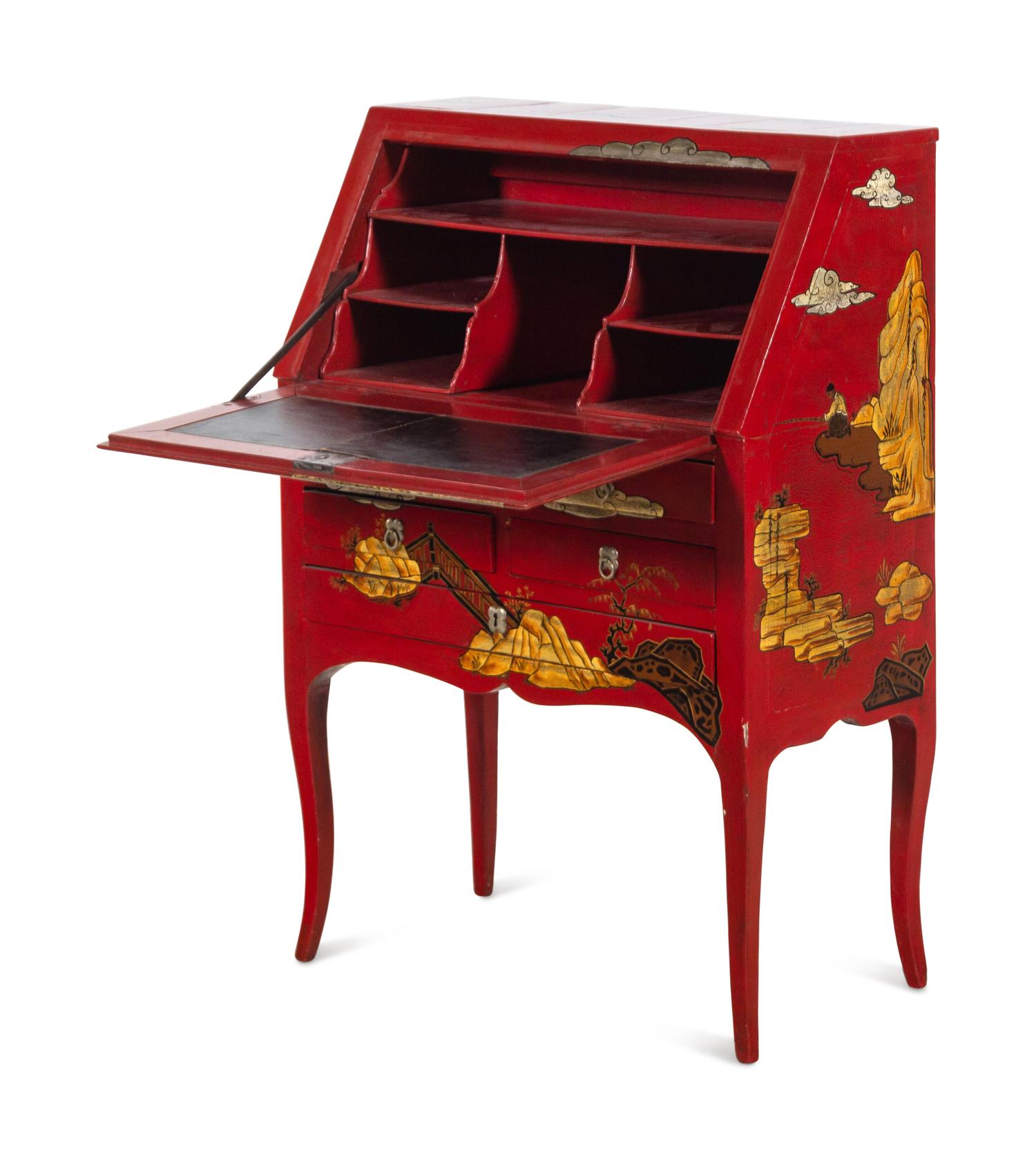 A Chinoiserie-Decorated Slant-Front Desk