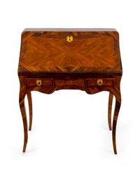 A Louis XV Gilt Bronze Mounted Tulipwood, Amaranth and Rosewood Bureau en Pente — Jean Ulrich Erstet, Paris, Circa 1745