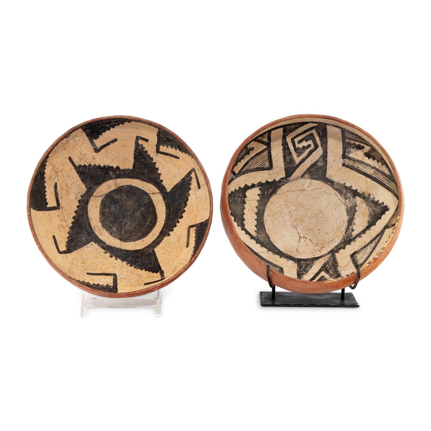 Ancestral Pueblo, Gila Black-on-White Pottery Bowls