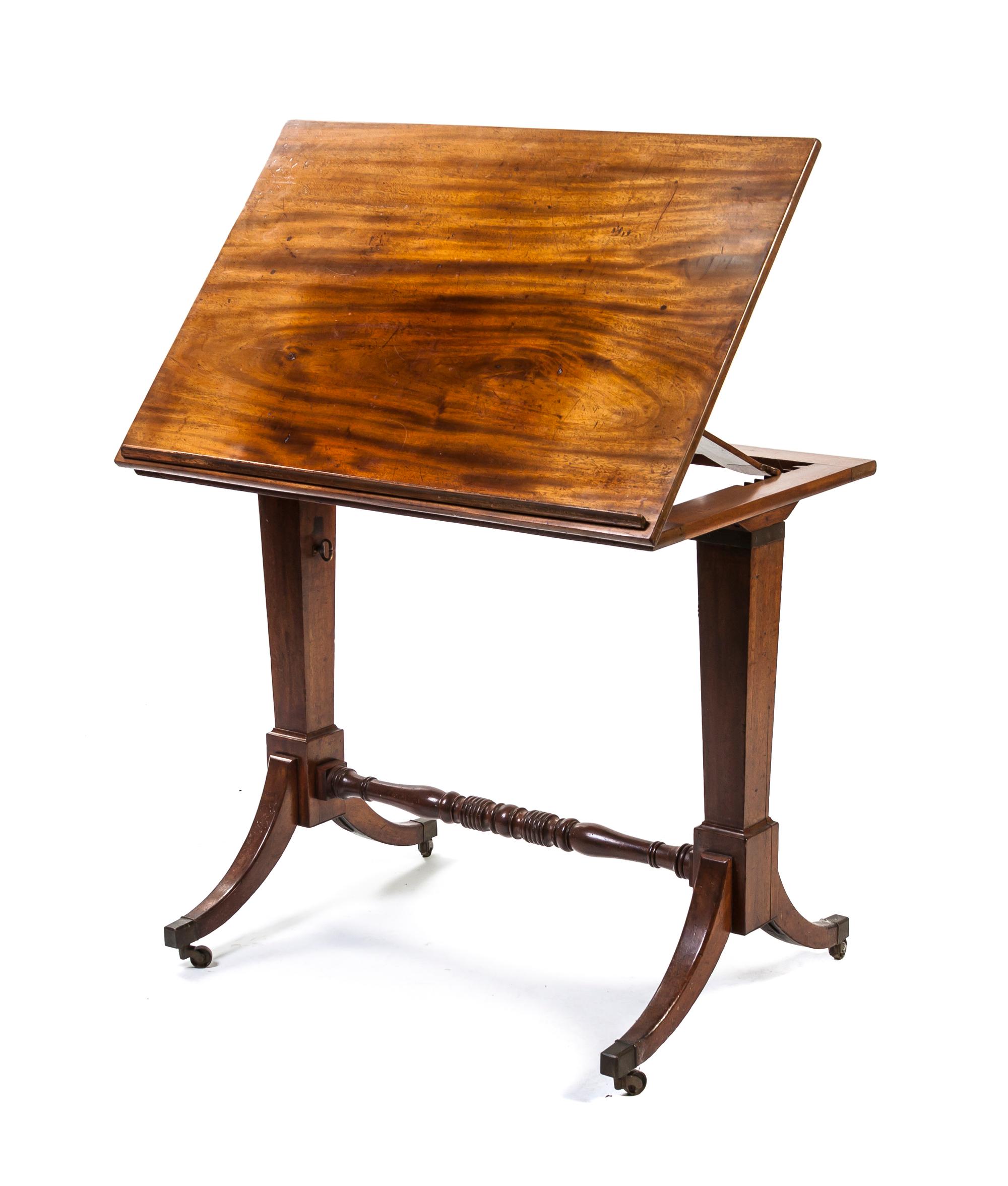 A Victorian Mahogany Drafting Table, Height 31 x width 35 1/4 x depth 23 1/4 inches.