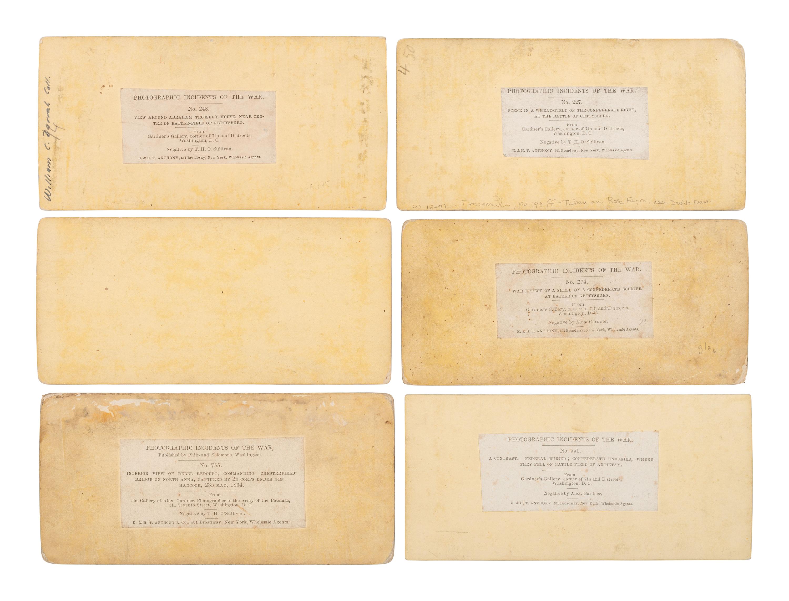 [CIVIL WAR]. 21 assorted Civil War stereoviews published by Alexander GARDNER. 1862-1865.