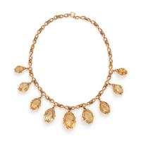 YELLOW GOLD AND CITRINE NECKLACE