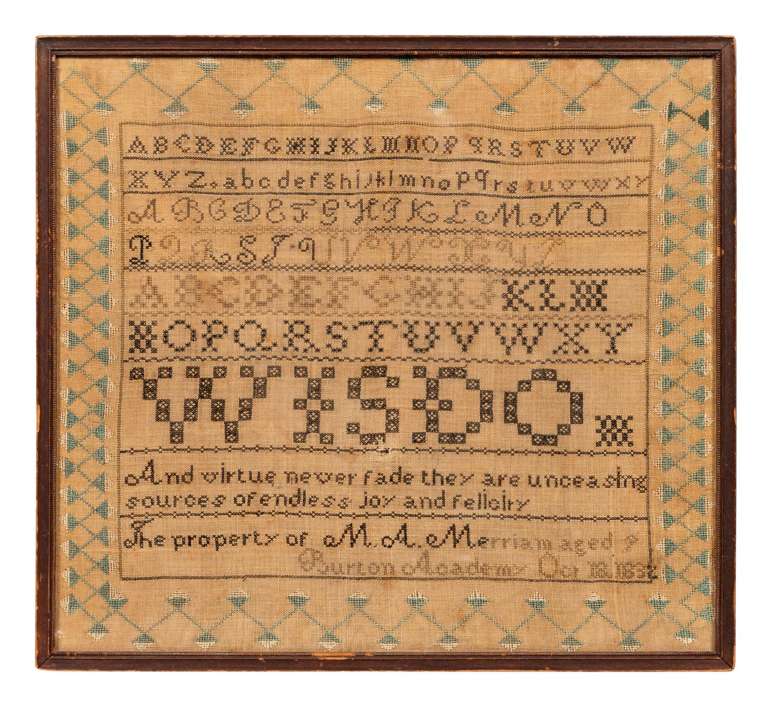 An English Needlework Embroidered Schoolgirl's Sampler