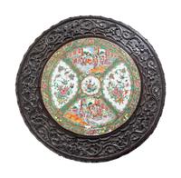 A Rose Medallion Porcelain Inset Rosewood Table