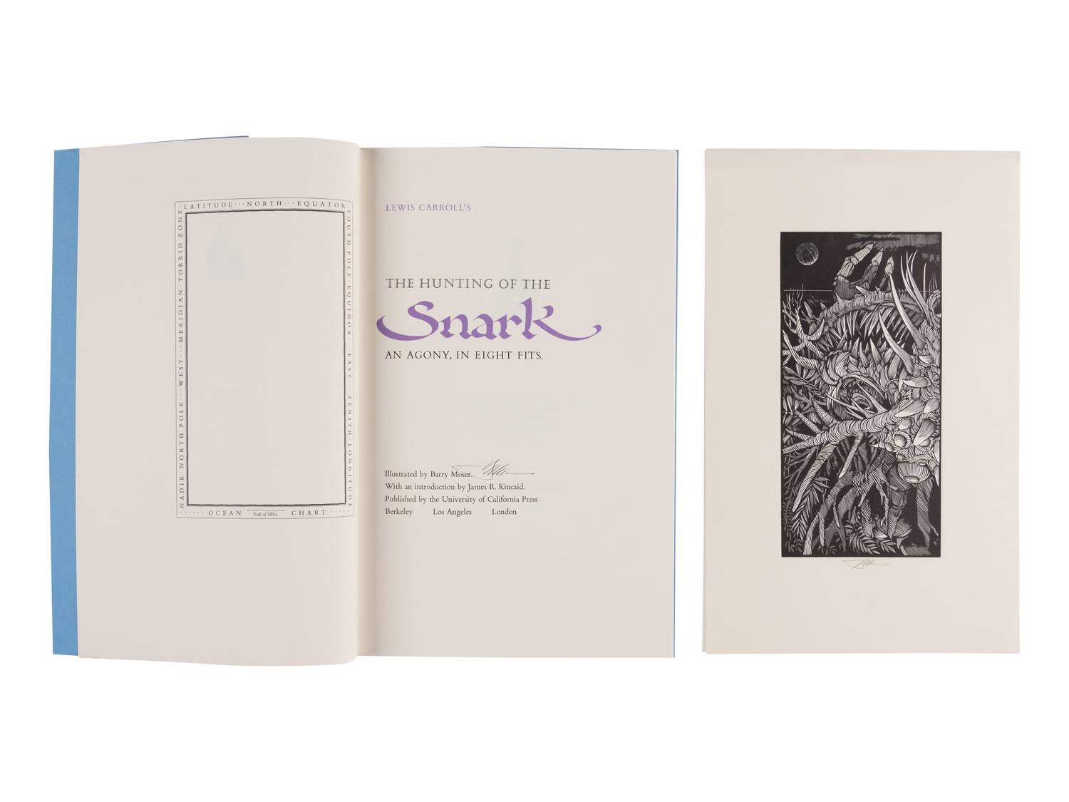 [MOSER, Barry, illustrator]. DODGSON, Charles Lutwidge (“Lewis Carroll”) (1832-1898). The Hunting of the Snark. An Agony, in Eight Fits . [West Hatfield: Pennyroyal Press for]: University of California Press, 1983.