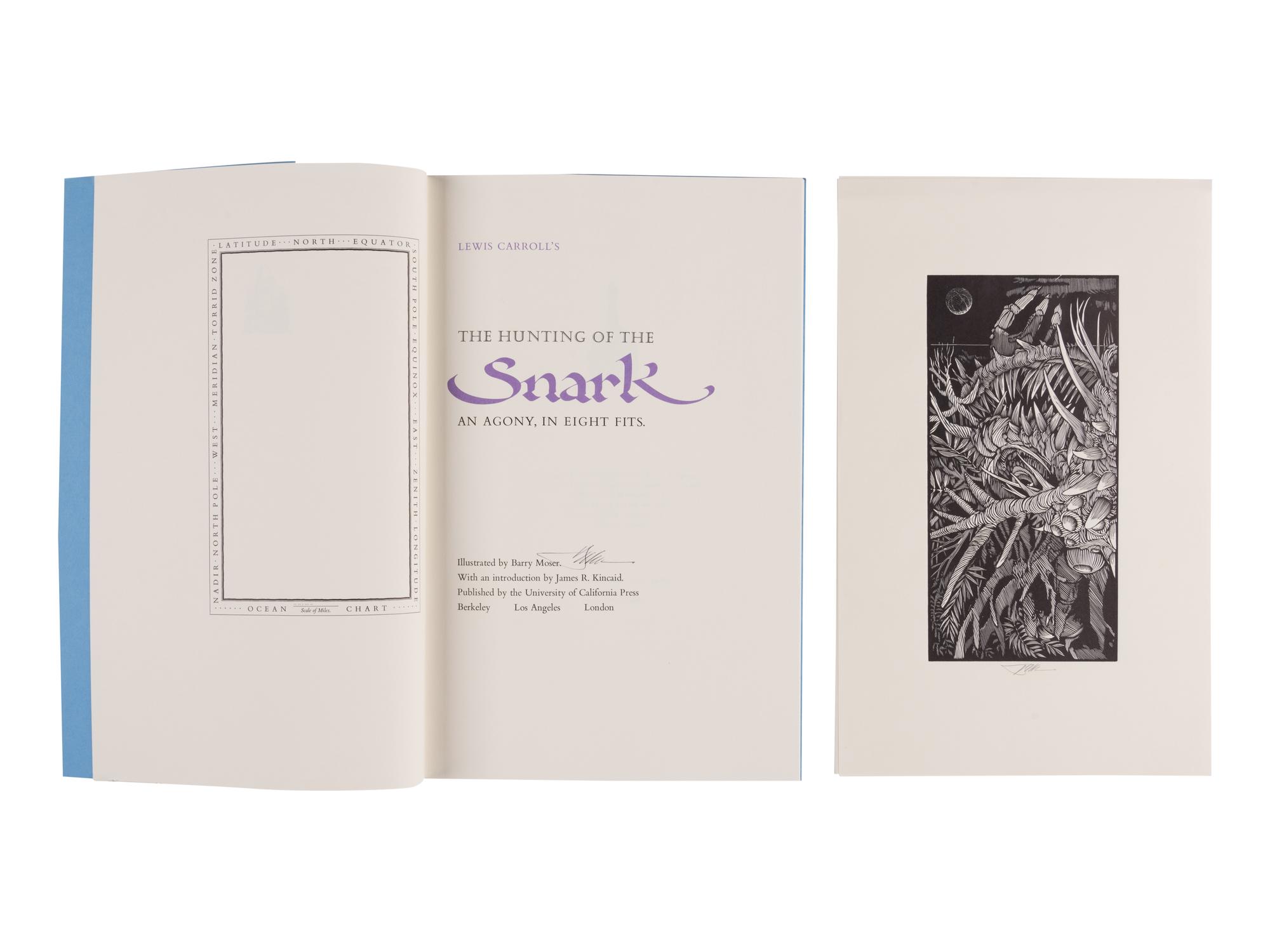[MOSER, Barry, illustrator]. DODGSON, Charles Lutwidge (“Lewis Carroll”) (1832-1898). The Hunting of the Snark. An Agony, in Eight Fits . [West Hatfield: Pennyroyal Press for]: University of California Press, 1983.