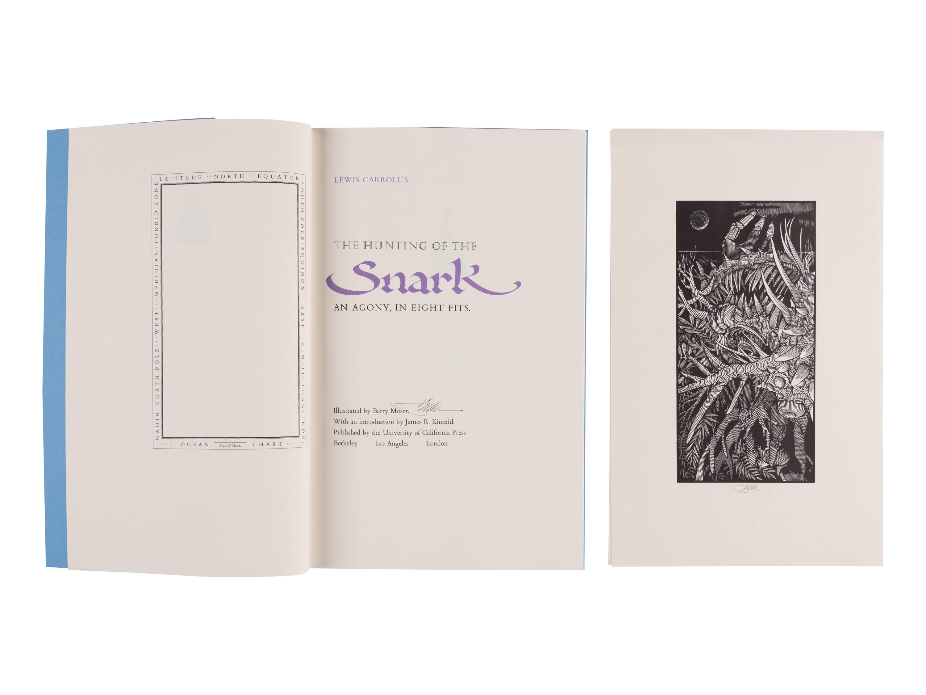 [MOSER, Barry, illustrator]. DODGSON, Charles Lutwidge (“Lewis Carroll”) (1832-1898). The Hunting of the Snark. An Agony, in Eight Fits . [West Hatfield: Pennyroyal Press for]: University of California Press, 1983.