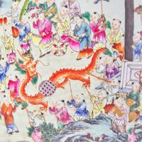 A large Chinese famille rose-decorated "Boys" Vase 粉彩嬰戲圖開光雙耳大瓶 Jiaqing mark ???