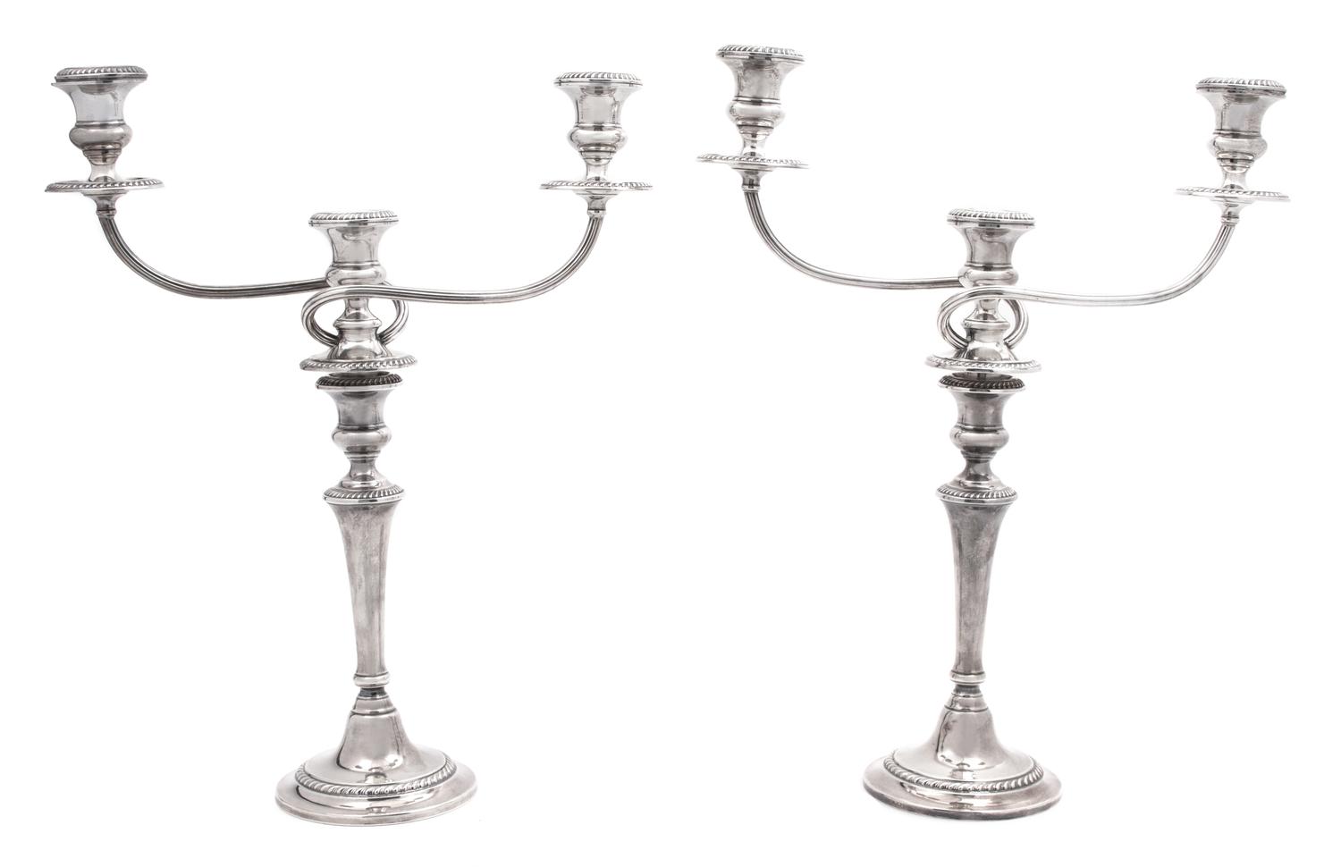 A Pair of American Silver Candelabra and a Pair of American Silver Candlesticks
