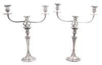 A Pair of American Silver Candelabra and a Pair of American Silver Candlesticks