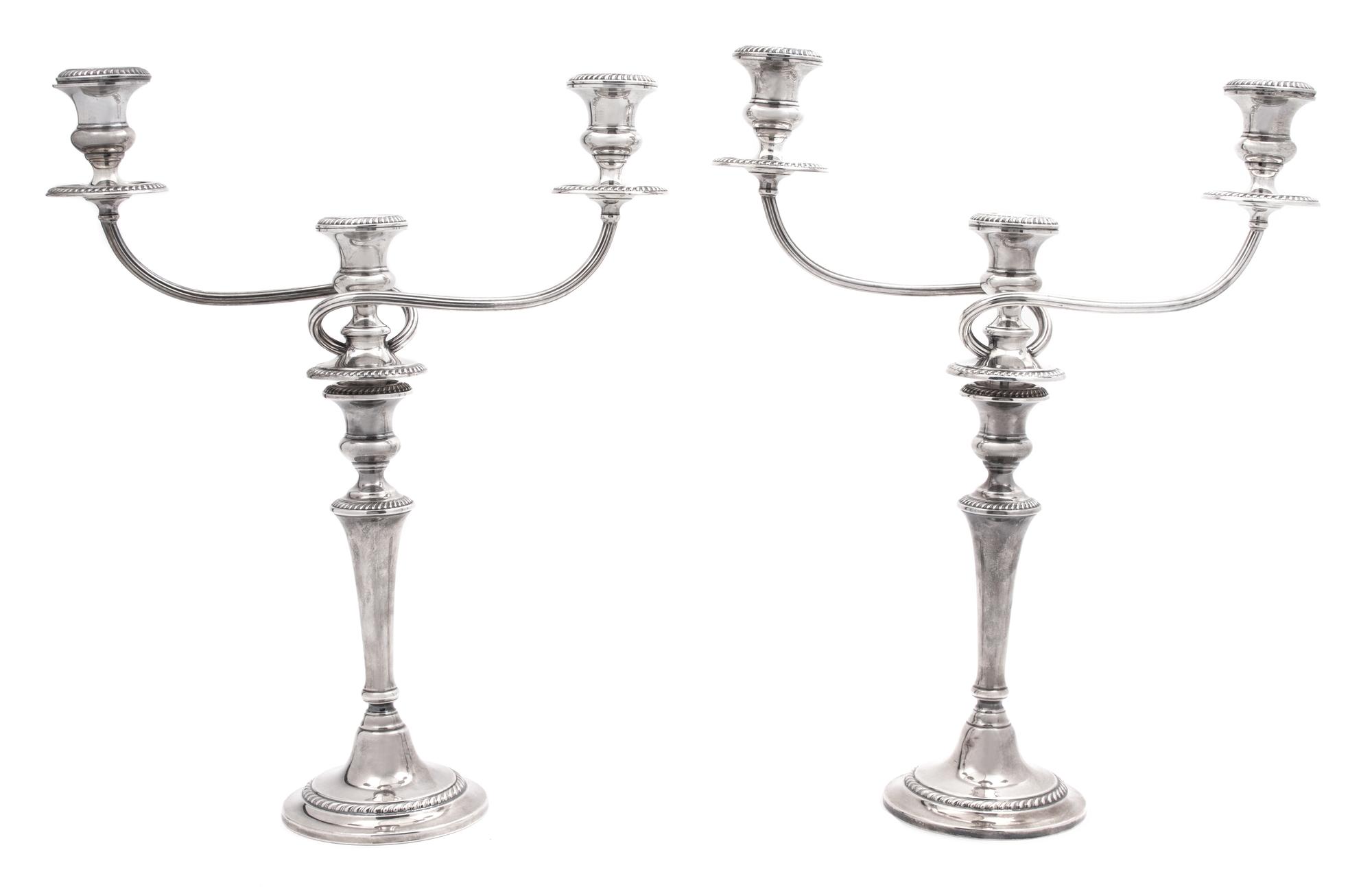 A Pair of American Silver Candelabra and a Pair of American Silver Candlesticks