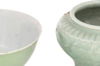 Two Chinese Celadon Glazed Porcelain Vessels
