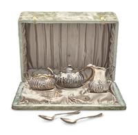 A Cased Three-Piece Sterling Silver Tea Service, Gorham Mfg. Co., Providence, RI, Date Mark for 1887