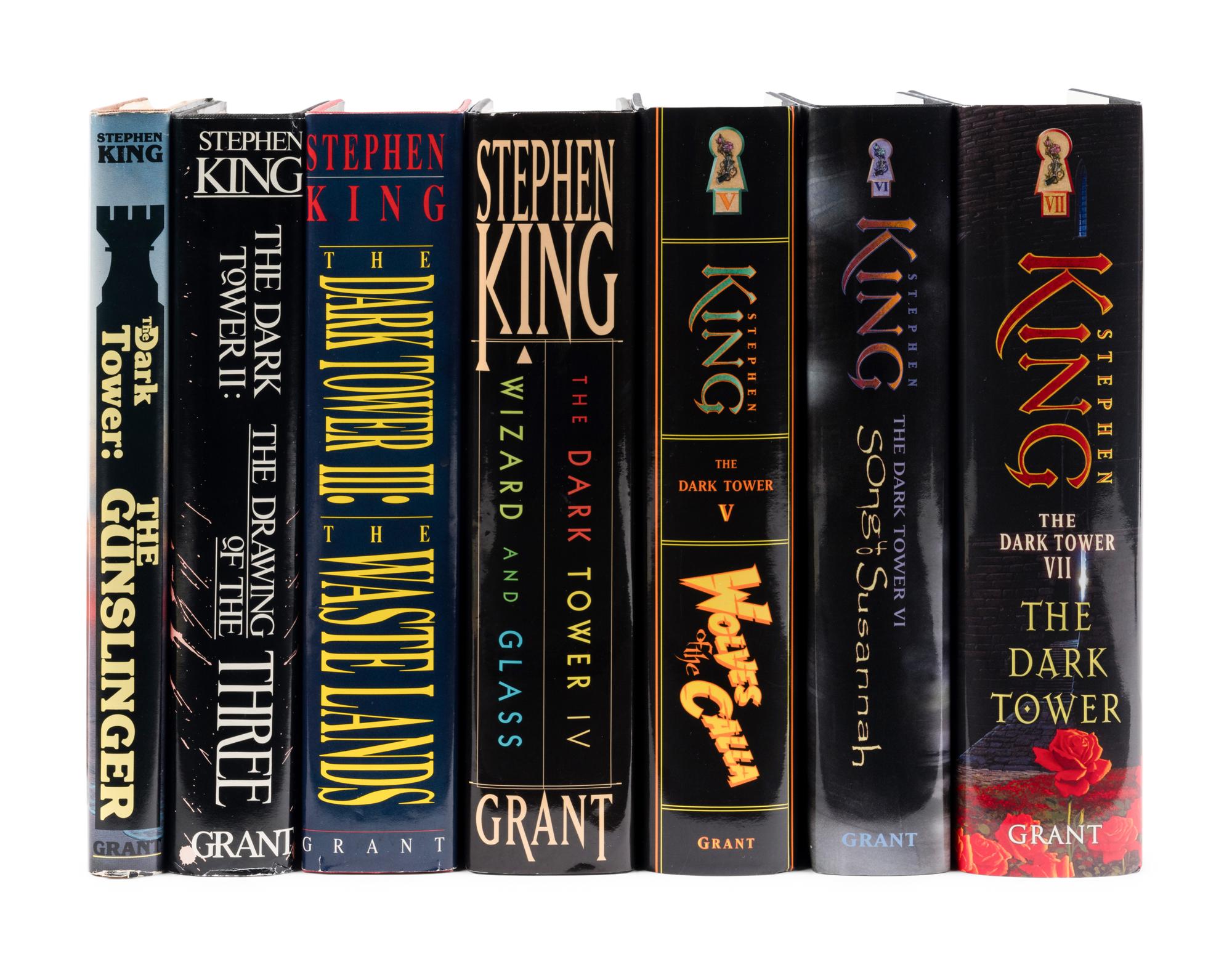 KING, Stephen (b. 1947). [The Dark Tower]. The Gunslinger. 1982. -- The Drawing of the Three. 1987. -- The Waste Lands. 1991. -- Wizard and Glass. 1997. -- Wolves of the Calla. 2003. -- The Song of Susannah. 2004. -- The Dark Tower. 2004. All West Kingston, RI and Hampton Falls, NH: Donald M. Grant.