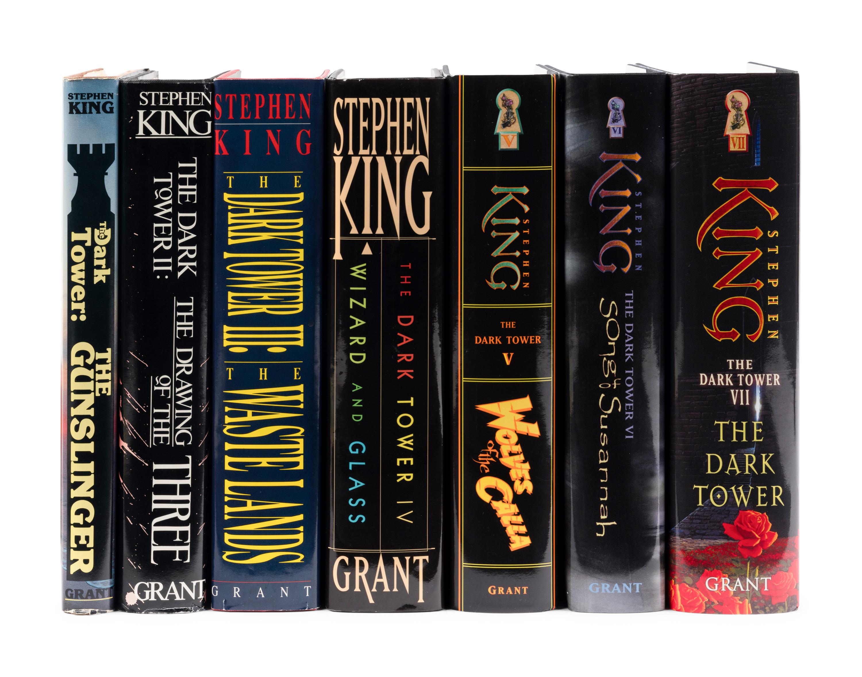 KING, Stephen (b. 1947). [The Dark Tower]. The Gunslinger. 1982. -- The Drawing of the Three. 1987. -- The Waste Lands. 1991. -- Wizard and Glass. 1997. -- Wolves of the Calla. 2003. -- The Song of Susannah. 2004. -- The Dark Tower. 2004. All West Kingston, RI and Hampton Falls, NH: Donald M. Grant.