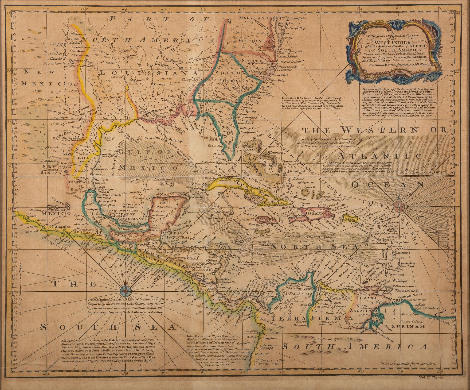 [CENTRAL AMERICA] Three maps of the Southeastern United States, the Caribbean, and Central America.