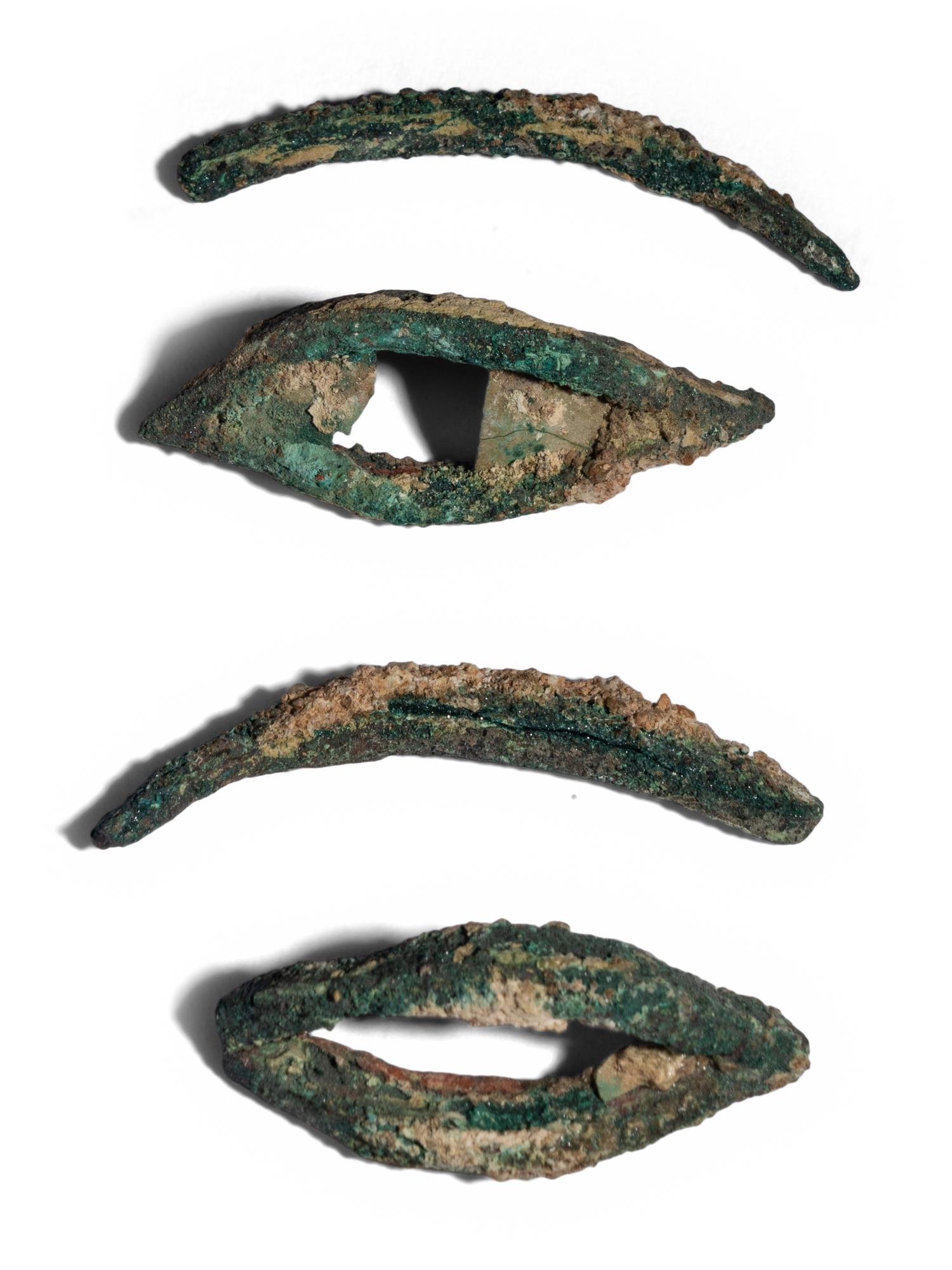 A Set of Egyptian Bronze Mummy Mask Eyes