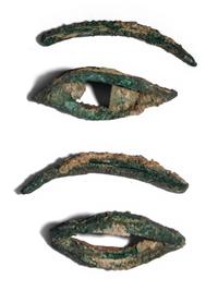 A Set of Egyptian Bronze Mummy Mask Eyes