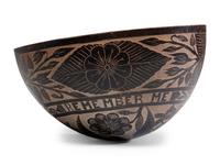 A Carved Gourd Bowl With Patriotic Motifs