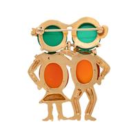 YELLOW GOLD AND GEMSTONE FIGURE BROOCH