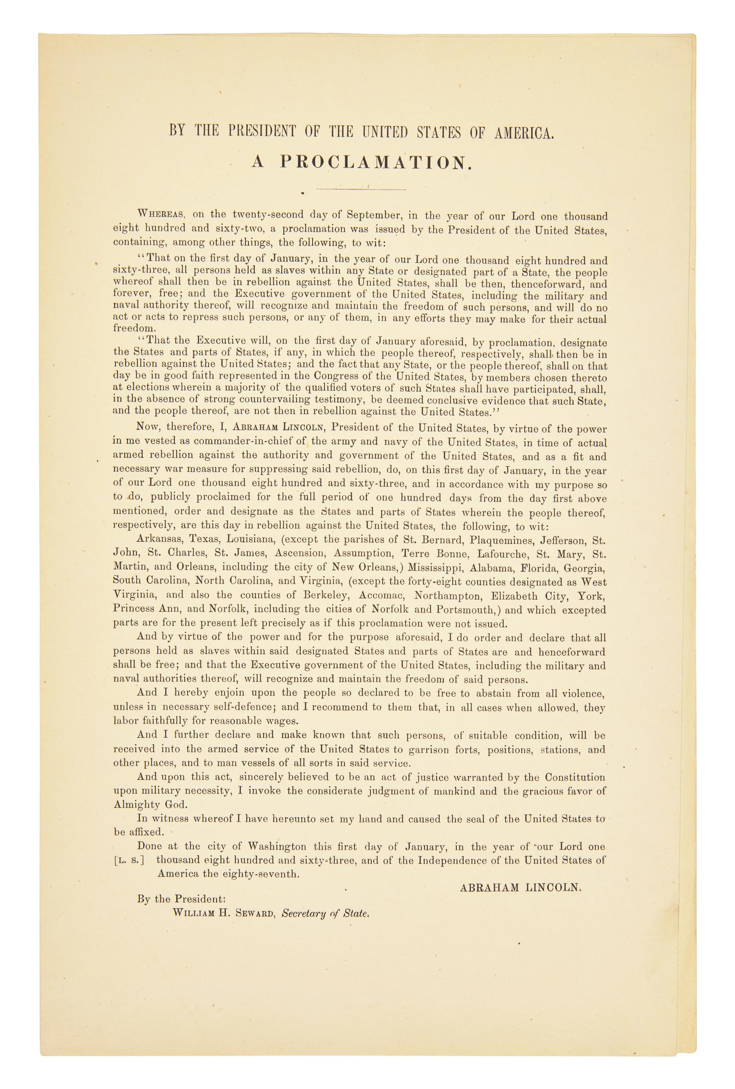 [Presidential] [Lincoln, Abraham] By the President of the United States of America. A Proclamation