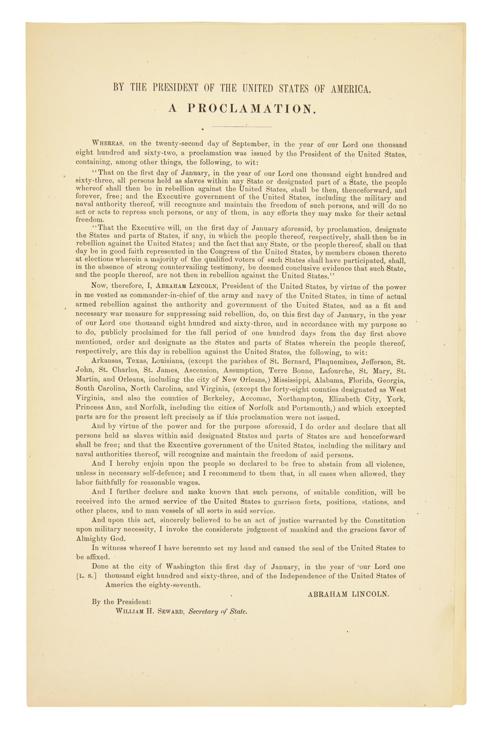 [Presidential] [Lincoln, Abraham] By the President of the United States of America. A Proclamation