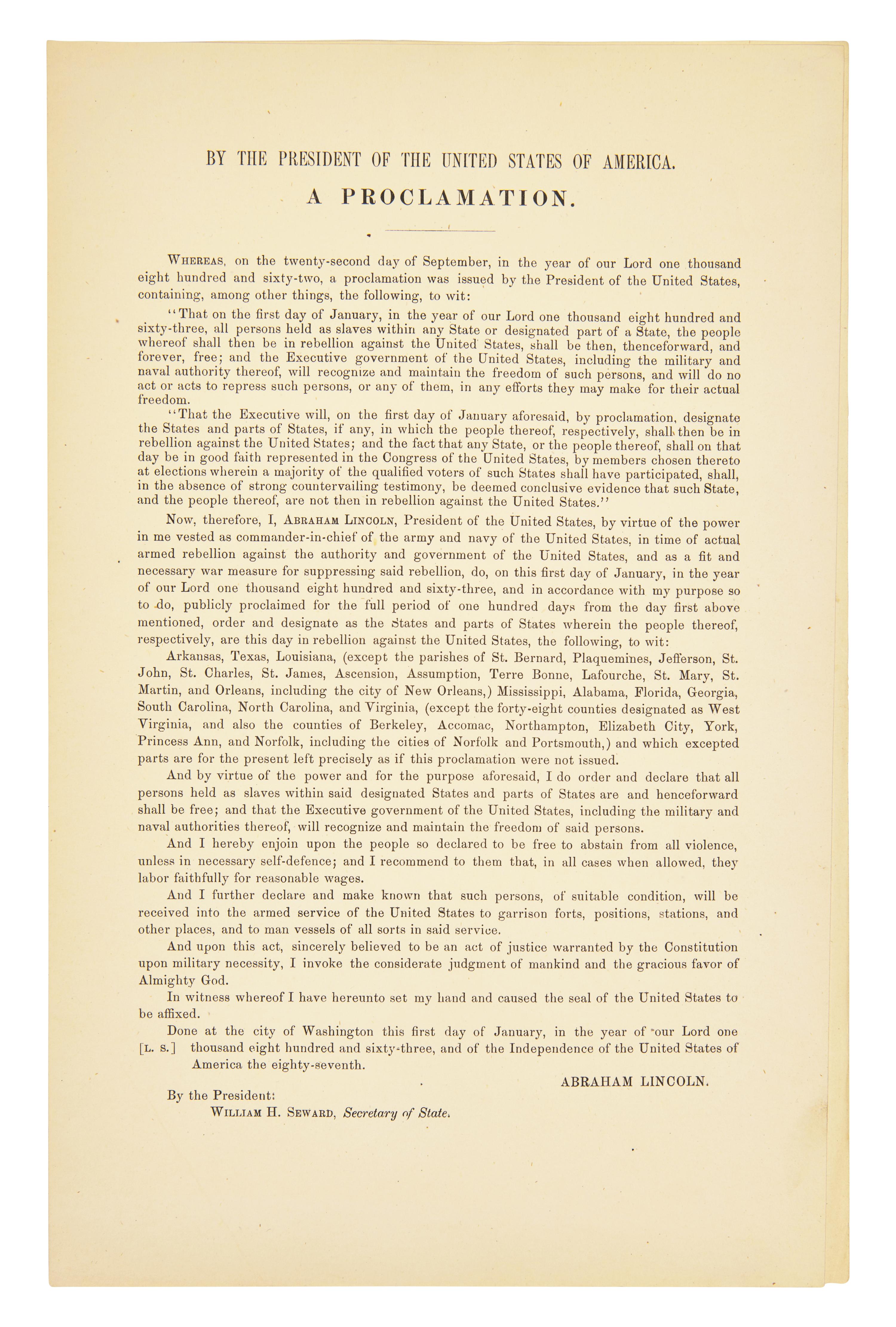 [Presidential] [Lincoln, Abraham] By the President of the United States of America. A Proclamation