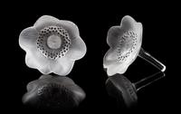 Lalique, a pair of molded and frosted glass Anemone figural paperweights