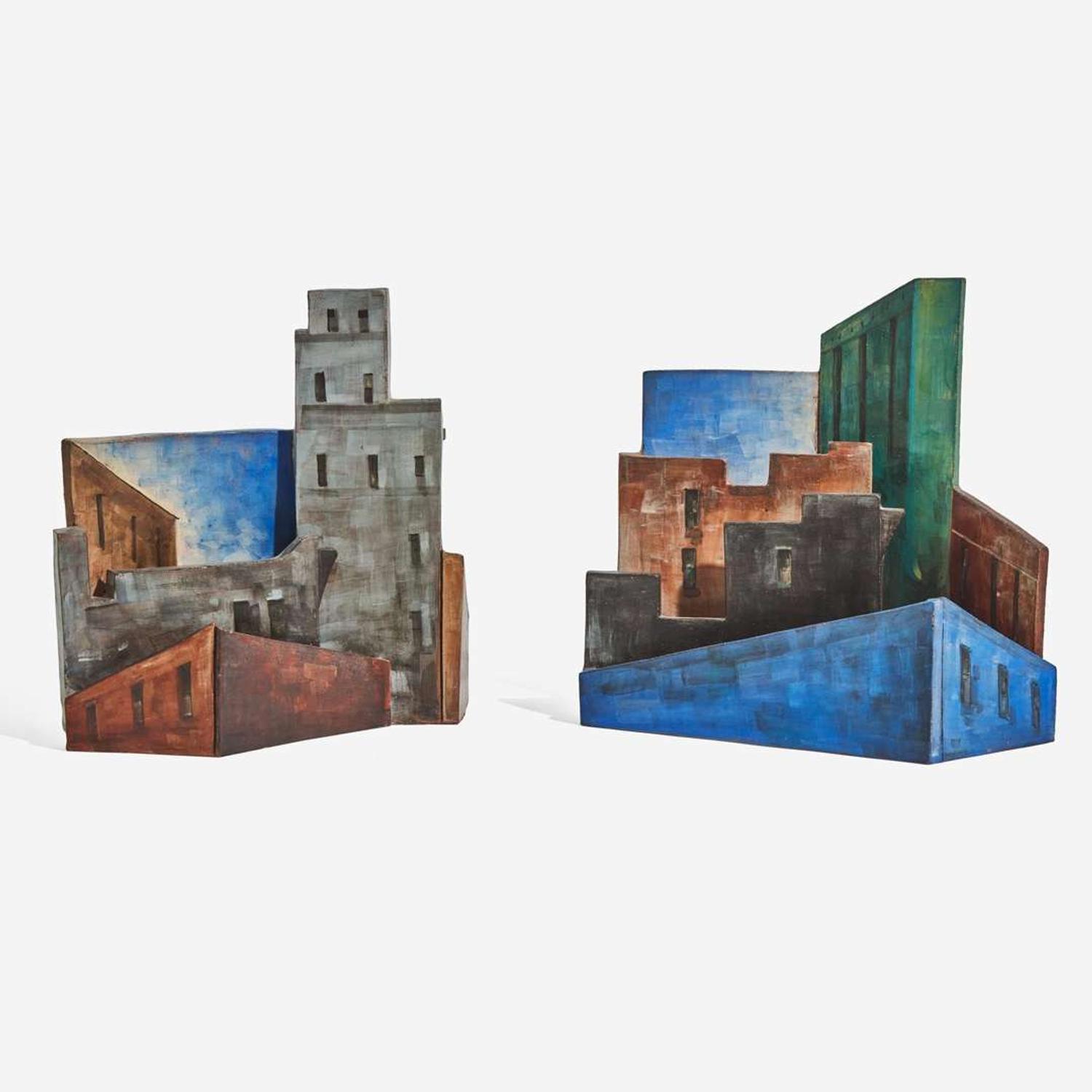 Lydia Buzio (Uruguayan-American, 1948-2014) Pair of Untitled Skyline Constructions, USA, 1982