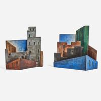 Lydia Buzio (Uruguayan-American, 1948-2014) Pair of Untitled Skyline Constructions, USA, 1982
