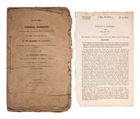 HARRISON, William Henry (1773-1841). Remarks of General Harrison, Late Envoy Extraordinary and Minister Plenipotentiary of the United States to the Republic of Columbia. Washington, D.C.: Gales & Seaton, 1830.