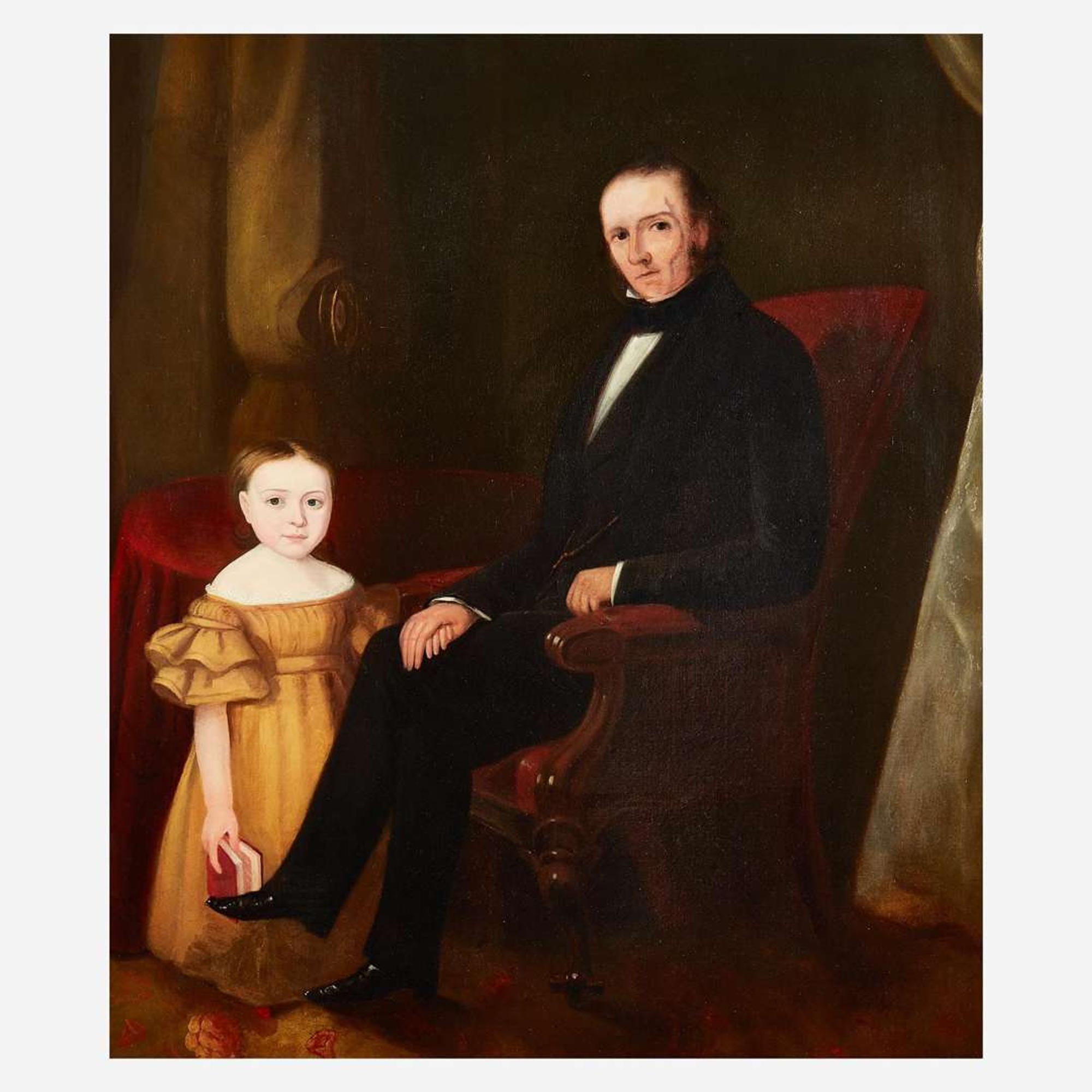 American School 19th century Portrait of a Father and Child, circa 1840