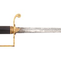 Fine Victorian Gilt Hilt & Etched Blade Court Sword by Charles Webb