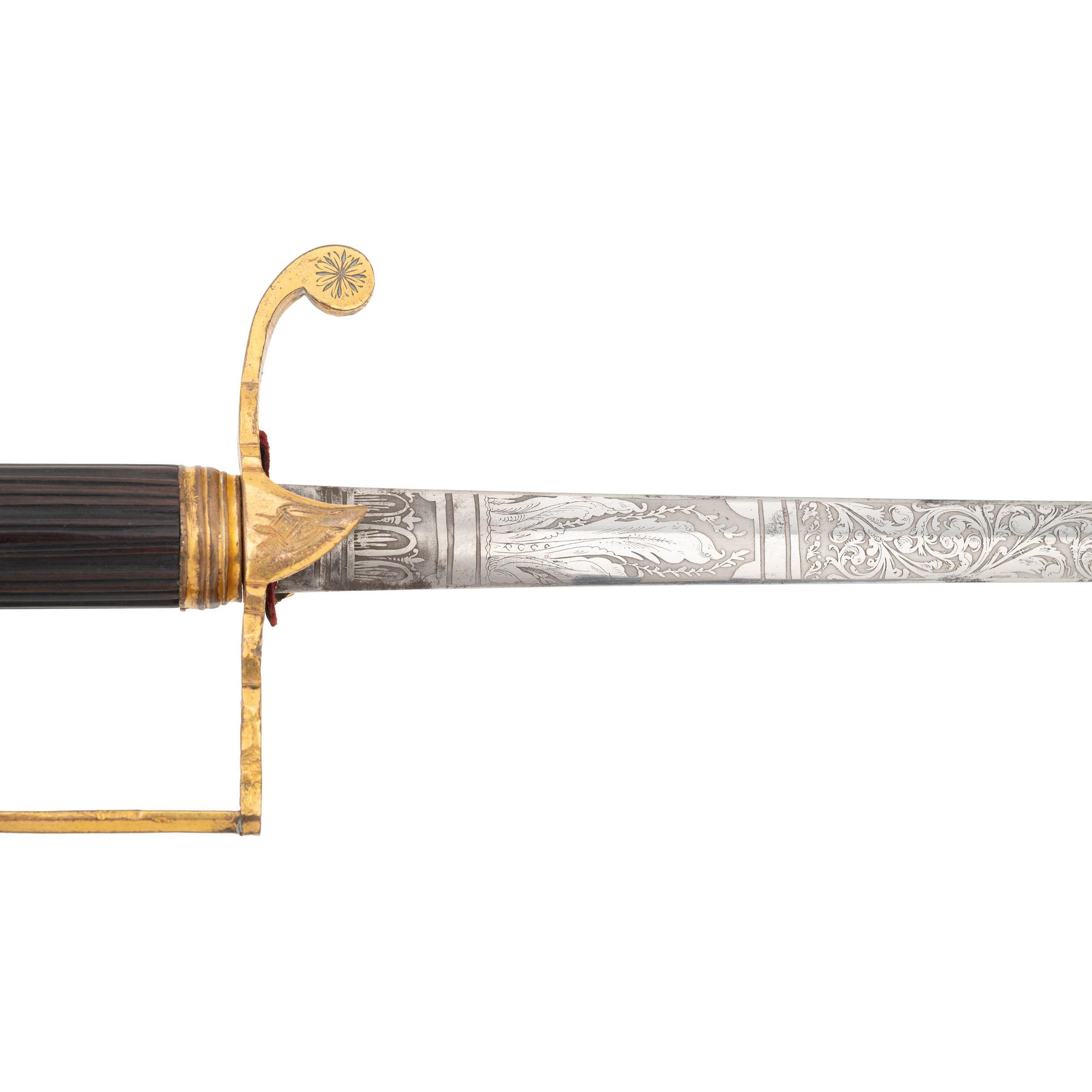 Fine Victorian Gilt Hilt & Etched Blade Court Sword by Charles Webb