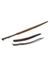 Two Damascened Steel Swords and Sheaths