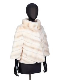 YVES SALOMON, CREAM RABBIT FUR JACKET