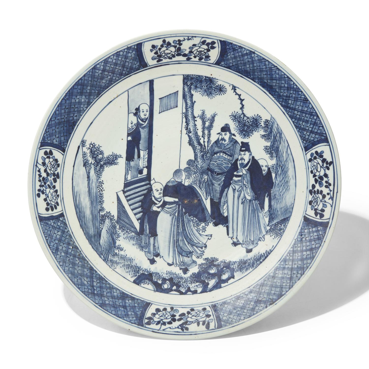 Two Chinese Blue and White Porcelain Chargers