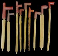 Nine Sioux clay and Catlinite pipes first half 20th century