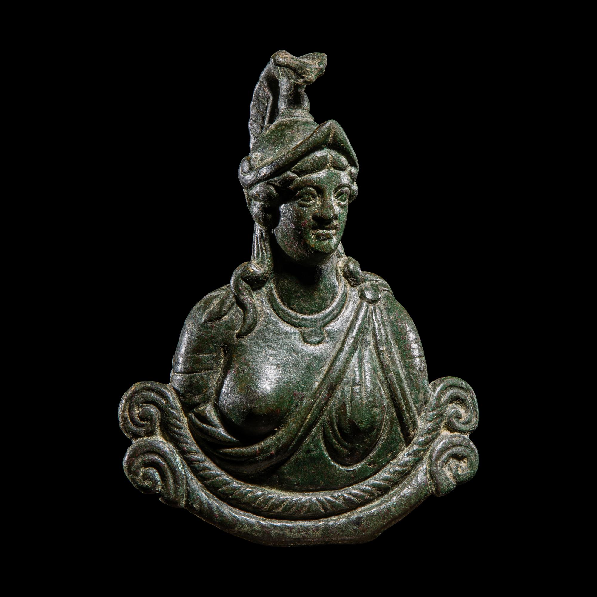 A Roman Bronze Bust of Minerva