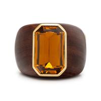 CITRINE AND WOOD HINGED CUFF BRACELET