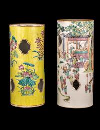 Two Chinese Famille Rose Porcelain Hat Stands