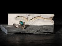 Tufa Cast Silver and Turquoise Cuff Bracelet, PLUS the Mold