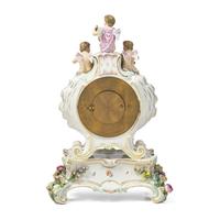 A Meissen Porcelain Mantel Clock Emblematic of Music