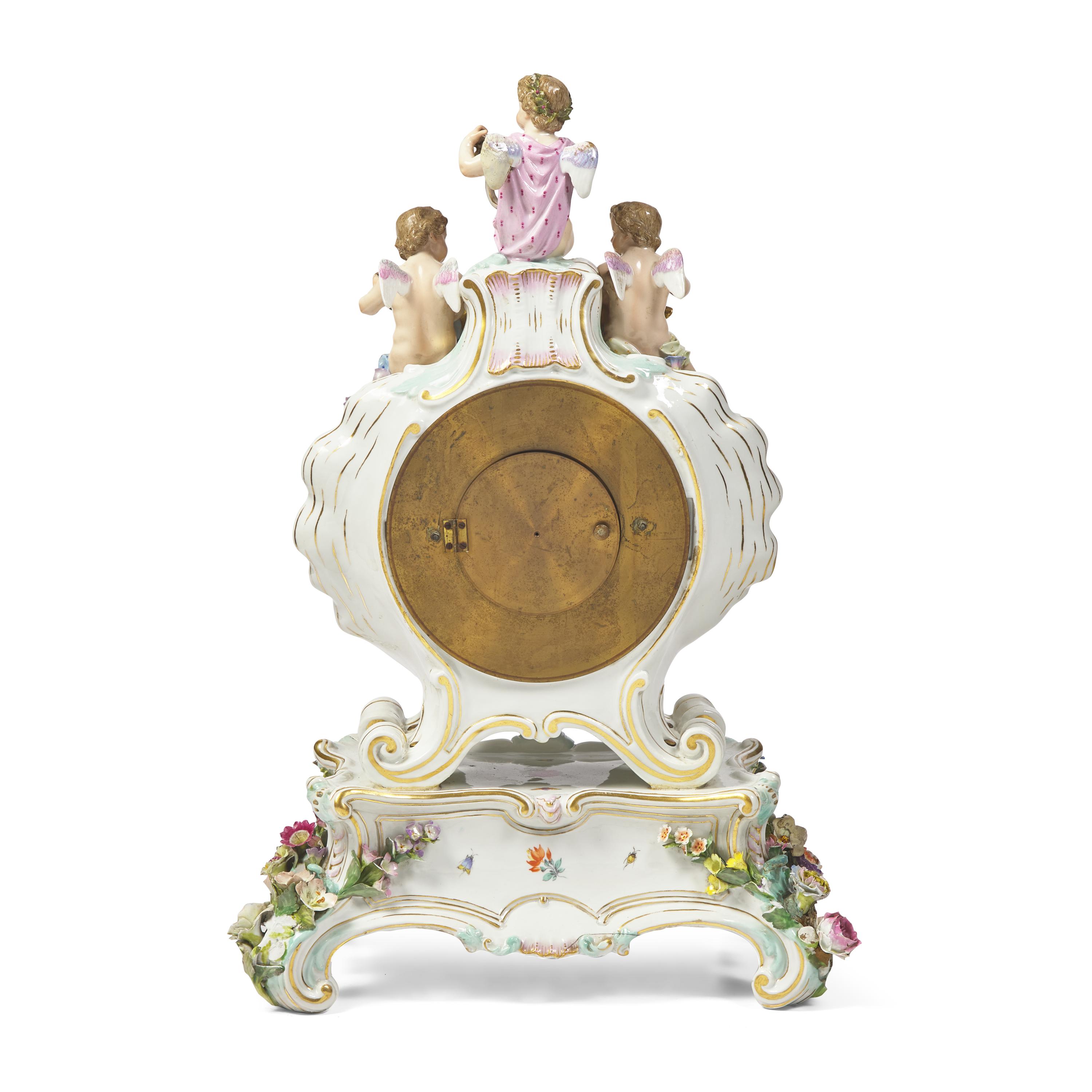 A Meissen Porcelain Mantel Clock Emblematic of Music