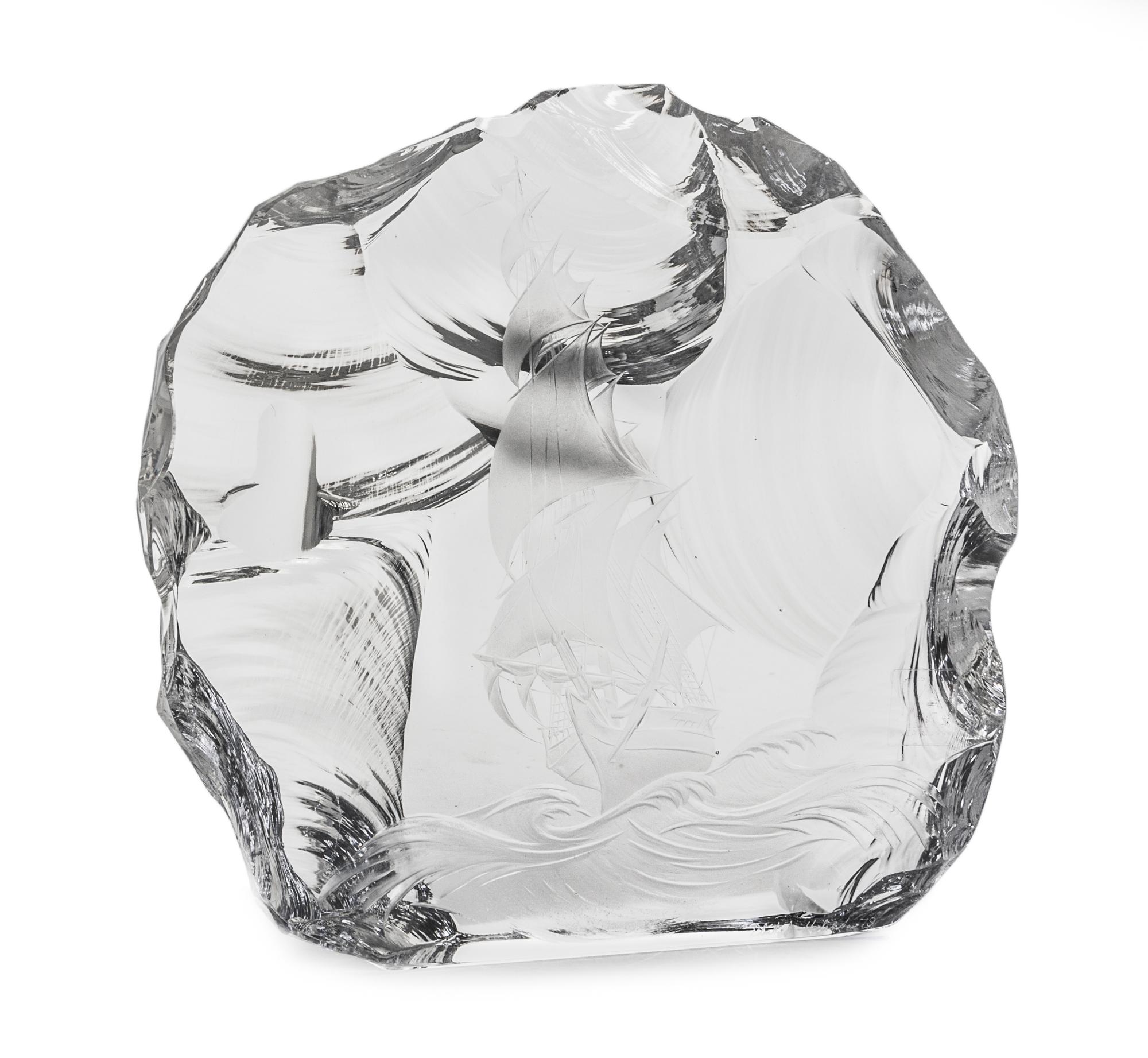 An Etched Glass Sculpture Height 8 1/2 inches. — PLATEK VALENA, 1979
