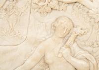 A Continental Carved Bas Relief Marble Devotional Plaque