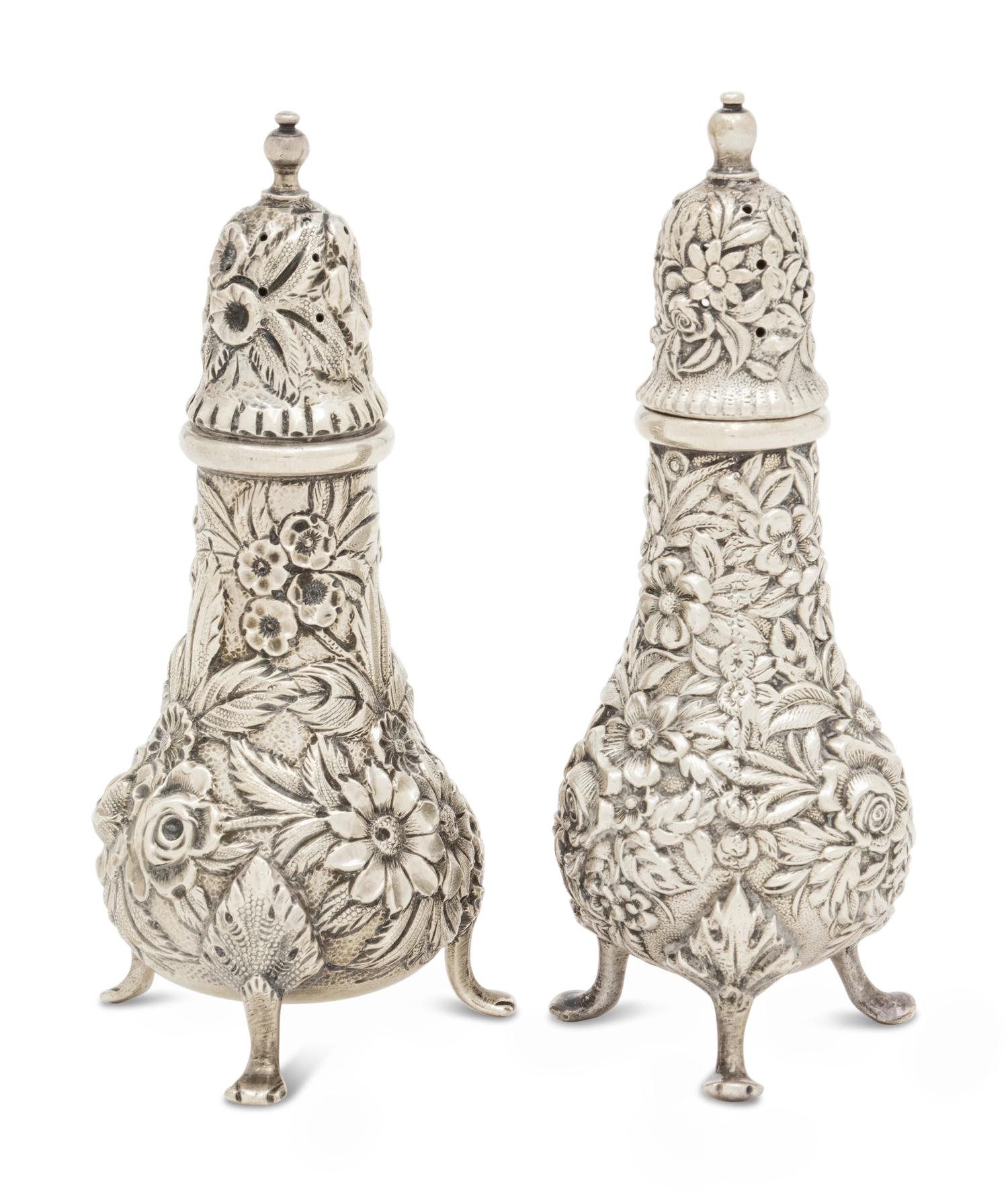 Two S. Kirk and Son Silver Repousse Casters