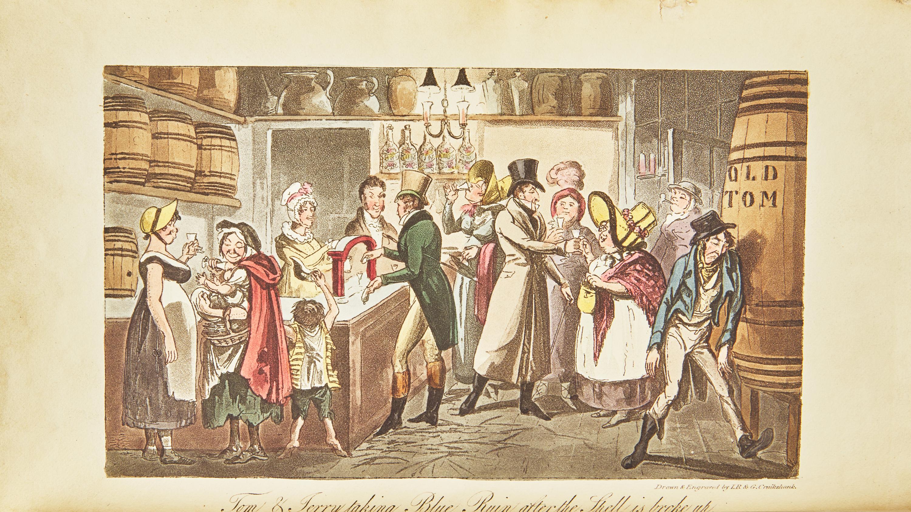 [ILLUSTRATED BOOKS]. EGAN, Pierce. Life in London; or, the Day and Night Scenes of Jerry Hawthorn, Esq. and his Elegant Friend Corinthian Tom… London: Printed for Sherwood, Neely, and Jones, 1821.